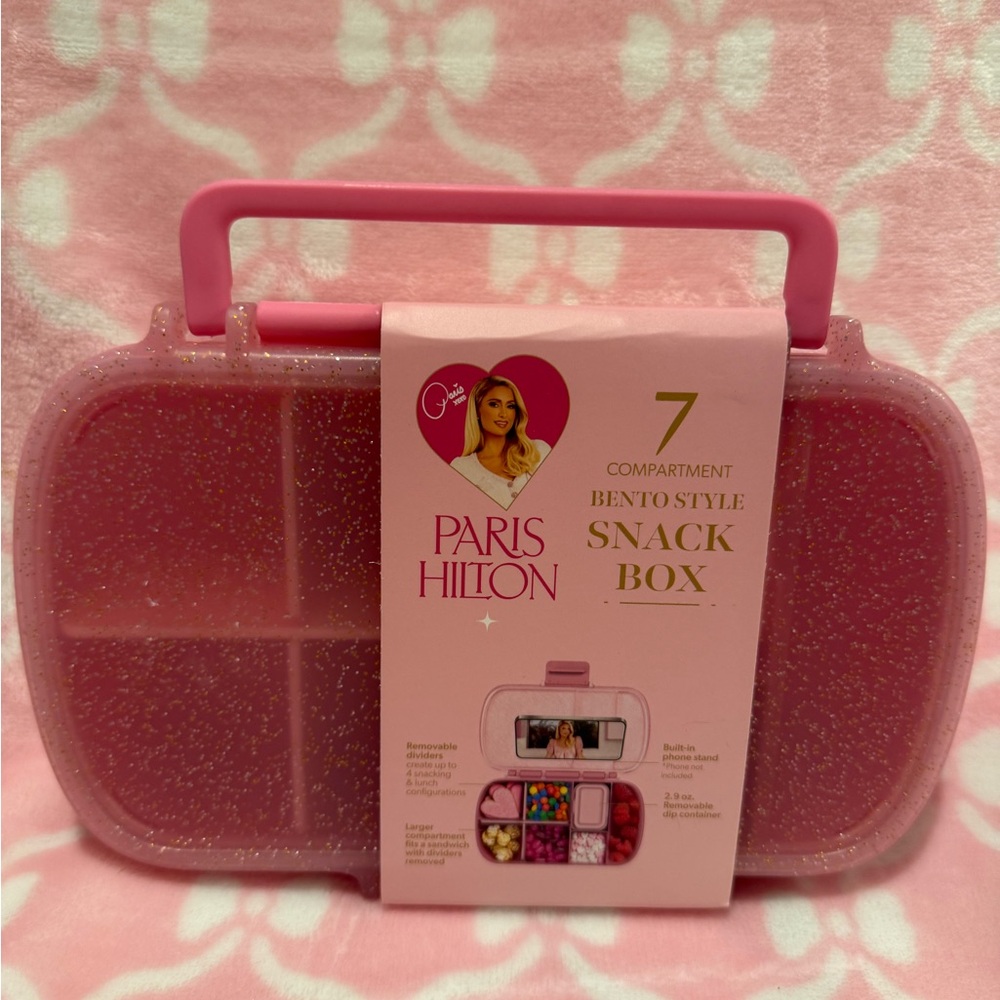 Paris Hilton Pink Glitter 7-Compartment Snack Bento Box